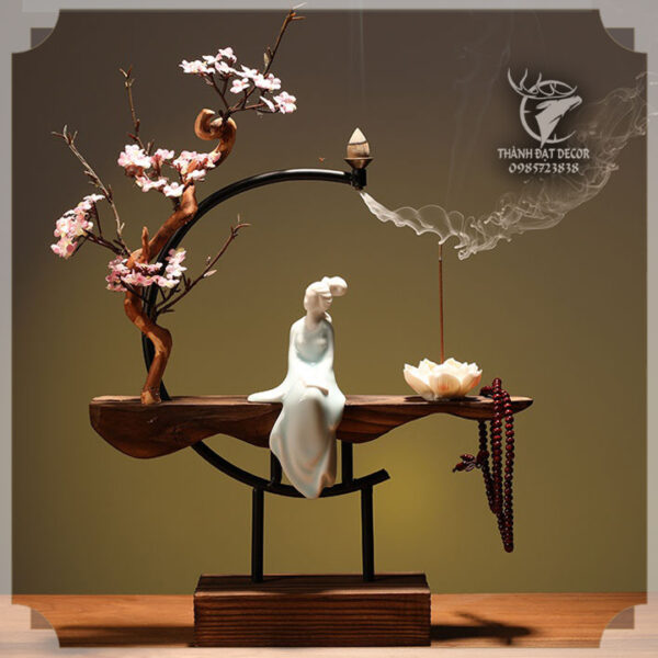 Tượng Gốm Sứ Cô Gái Đọc Sách Trang Trí Tiểu Cảnh, Cây Bonsai, Cây Cảnh, Hòn Non Bộ, Hồ Thủy Sinh, Lũa - Hình ảnh 3