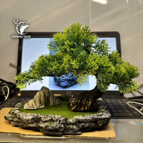 Chậu Cây Tùng Bonsai Bằng Nhựa Trang Trí Tiểu Cảnh, Trang Trí Kèm Các Mẫu Tượng Mini - Hình ảnh 5